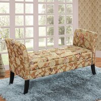 Anastasia Window Seat - Storage Floral Jacquard Gold - Gold
