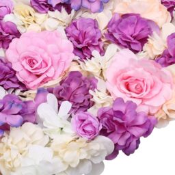 Artificial Flowers Wall Panels - Dark Purple, Pink & Peach - thumbnail 3