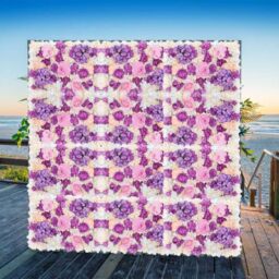 Artificial Flowers Wall Panels - Dark Purple, Pink & Peach - thumbnail 4