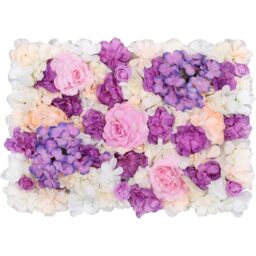 Artificial Flowers Wall Panels - Dark Purple, Pink & Peach - thumbnail 2