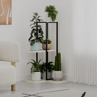 Decortie Vetra Modern 3-Tier Corner Plant Stand - Sandstone