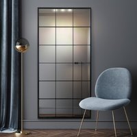 "MirrorOutlet The Fenestra Black Window Leaner Mirror 69"" X 33"" (174CM X 85CM) - Black" - thumbnail 1