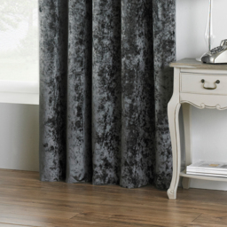 Verona Crushed Velvet Ringtop Eyelet Curtains - Pewter  / 117cm / 137cm - thumbnail 3