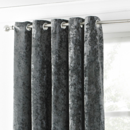 Verona Crushed Velvet Ringtop Eyelet Curtains - Pewter  / 117cm / 137cm - thumbnail 2