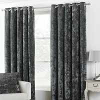 Verona Crushed Velvet Ringtop Eyelet Curtains - Pewter  / 117cm / 137cm
