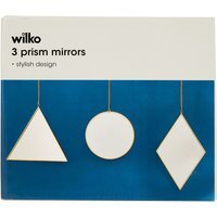 Set of 3 Prism Mirrors - Gold / Wall Mirror