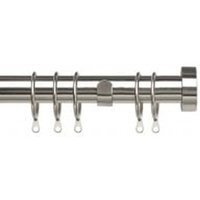 25-28mm Stud End Satin Silver Metal Curtain Pole Set - Silver / 200cm