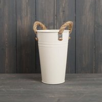 Elegant Cream Flower Bucket Planter - Cream