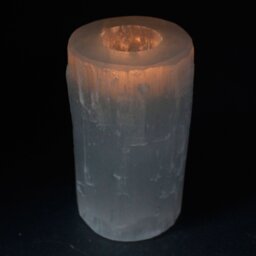 Selenite Crystal Candle Holder Healing Home Decor - White - thumbnail 4