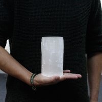 Selenite Crystal Candle Holder Healing Home Decor - White - thumbnail 1