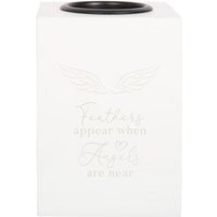 Angel Wing Tealight Holder For Remembrance And Comfort - White - thumbnail 1