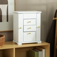 HOMCOM 4-Tier Large Jewellery Box with Mirror and 2 Drawers White - White