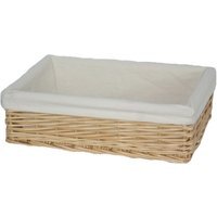 Lined Straight-Sided Rectangular Wicker Tray - Brown / 30cm