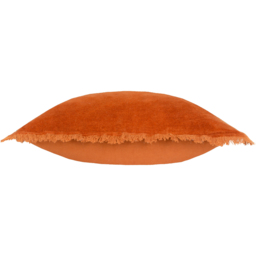 Jaye Velvet Fringed Cushion 45 x 45cm - Rust / Feather - thumbnail 3