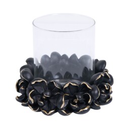Magnolia Glass Candle Holder - Black - thumbnail 4