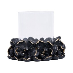 Magnolia Glass Candle Holder - Black - thumbnail 2