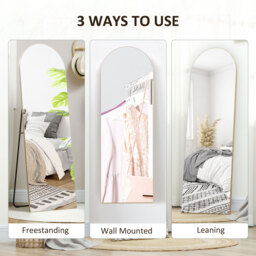 HOMCOM Arched Full Length Mirror Wall Standing or Leaning - Gold Tone - thumbnail 5