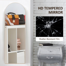 HOMCOM Arched Full Length Mirror Wall Standing or Leaning - Gold Tone - thumbnail 4
