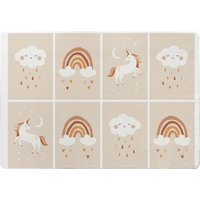 Cute Hand Drawn Unicorn, Rainbow And Cloud Designer Rug - Brown / 150cm - image 1