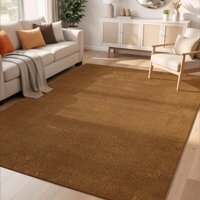 Desire Rugs Comfy Washable Low Pile Living Room Plain Area Rug - Gold