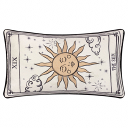 Celestial Stories Embroidered Velvet Feather Filled Cushion 50 x 30cm - Linen/Black - thumbnail 2