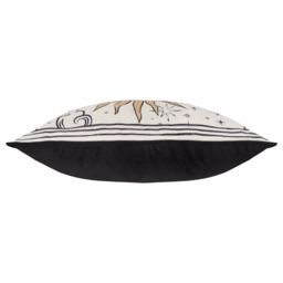 Celestial Stories Embroidered Velvet Feather Filled Cushion 50 x 30cm - Linen/Black - thumbnail 4