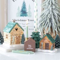 24 Mini Advent Candles with Wooden Holder Countdown to Christmas - Brown