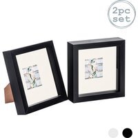 "3D Box Photo Frame - 6 x 6"" with 2x2"" Mount - Pack of 2 - Black/Ivory" - thumbnail 1