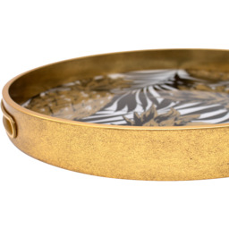Round Tropical Pineapple Mirrored Serving Tray - gold - thumbnail 2