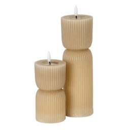 Luxe Collection Natural Glow Stone Carved LED Candle - Light Brown - thumbnail 4