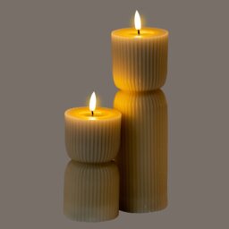 Luxe Collection Natural Glow Stone Carved LED Candle - Light Brown - thumbnail 3