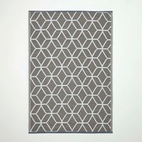 Homescapes Outdoor Rug Waterproof Reversible, 120 x 180 cm, Grey Geometric - Grey - thumbnail 1