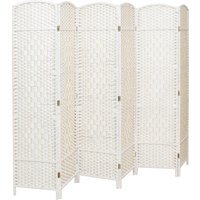 Folding Weave Fiber Room Divider - White