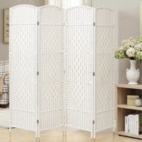 Livingandhome Rattan Folding Room Divider - White / H170*L160 CM - image 1