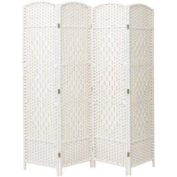 Livingandhome Rattan Folding Room Divider - White / H170*L160 CM - thumbnail 2