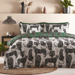 Wildcat Reversible Duvet Cover Set - Jungle Green / King - thumbnail 5