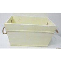 Rectangular Yellow with Witewash Trough with Wooden Beading & Rope - Light Yellow
