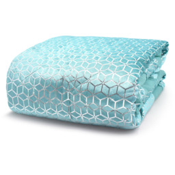 Luxury Metallic Geometric Foil Pattern Bedspread - Duck Egg / Superking - thumbnail 2