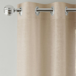 Pair of Plain Eyelet Header Sheer Linen-Look Voile Panels - Natural / 229cm - thumbnail 3