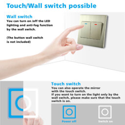 LED Bathroom Mirrors with Socket, Dimmable 3 Colours - White / 120cm - thumbnail 5