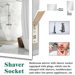 LED Bathroom Mirrors with Socket, Dimmable 3 Colours - White / 120cm - thumbnail 2