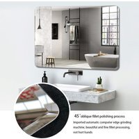 Frameless Rectangular Wall Mirror with Smooth Edges - White / Small