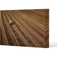 Aerial view of hay bale fields Canvas Print - Brown / 91cm / 61cm - image 1