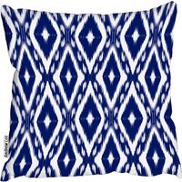 Tribal Art Ikat Ogee In Traditional Classic Blue Cushion - Blue / 60cm