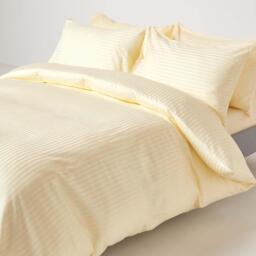 330 Thread Count Egyptian Cotton Satin Stripe Fitted Sheet - Pale Yellow / Superking - thumbnail 3