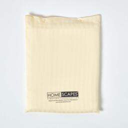 330 Thread Count Egyptian Cotton Satin Stripe Fitted Sheet - Pale Yellow / Superking - thumbnail 4