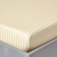 330 Thread Count Egyptian Cotton Satin Stripe Fitted Sheet - Pale Yellow / Superking - thumbnail 1