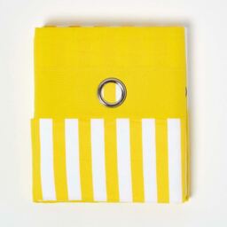Thick Stripe Ready Made Eyelet Curtain Pair - Yellow - thumbnail 2