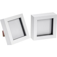 "4x4"" 3D Box Photo Frame Pack of 2 - White" - thumbnail 1