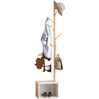 180CM Tall Coat Stand With 8 Hooks - Brown - thumbnail 1